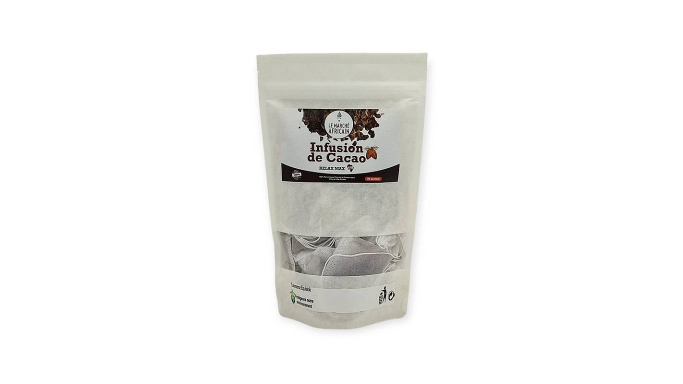 Thé Infusion de Cacao – Boîte de 20 Sachets | Le Marché Africain