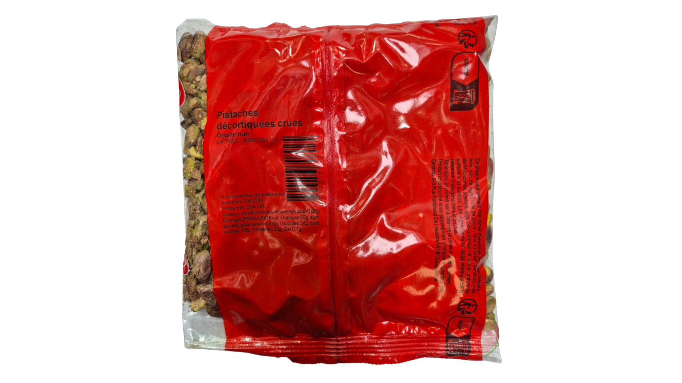 Pistaches décortiquées crues, 250g