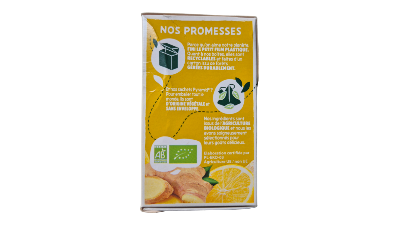 Thé gingimbre citron, Racine, 34g.