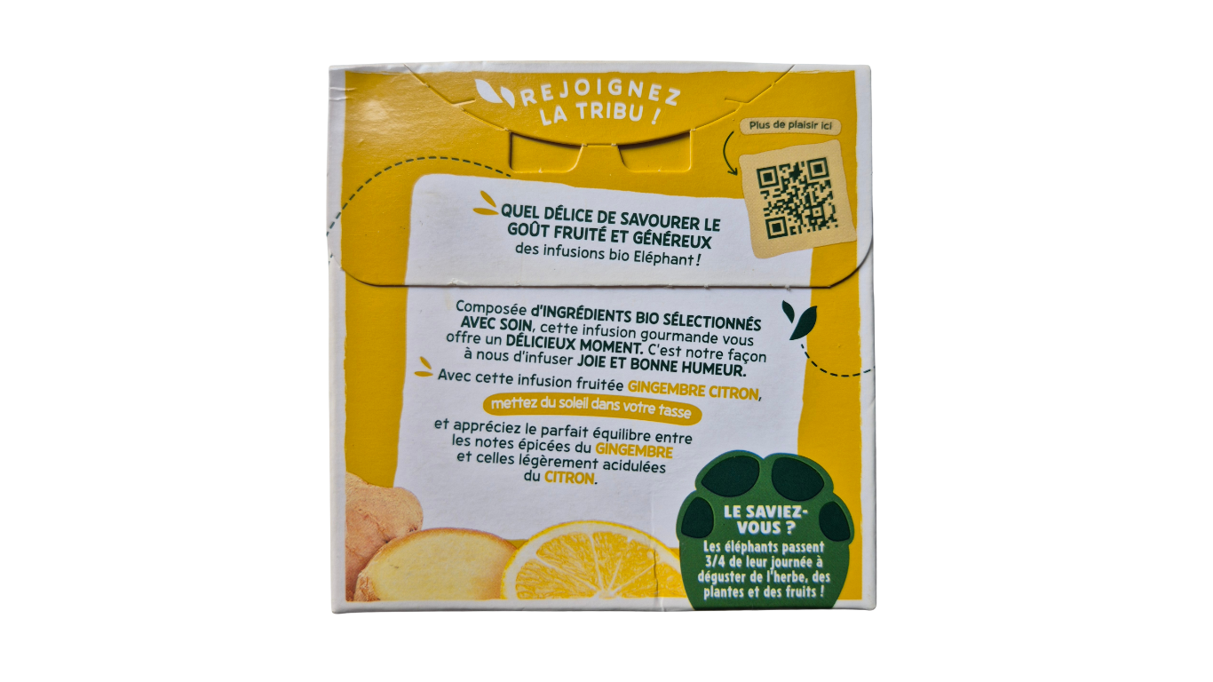 Thé gingimbre citron, Racine, 34g.